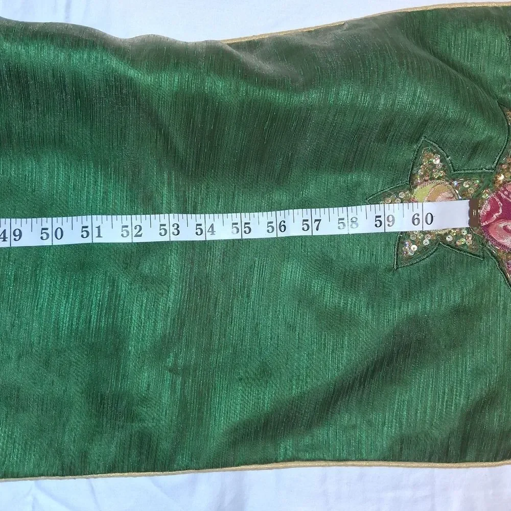Pier 1 Imports Green Christmas Tree Embellished Table Runner